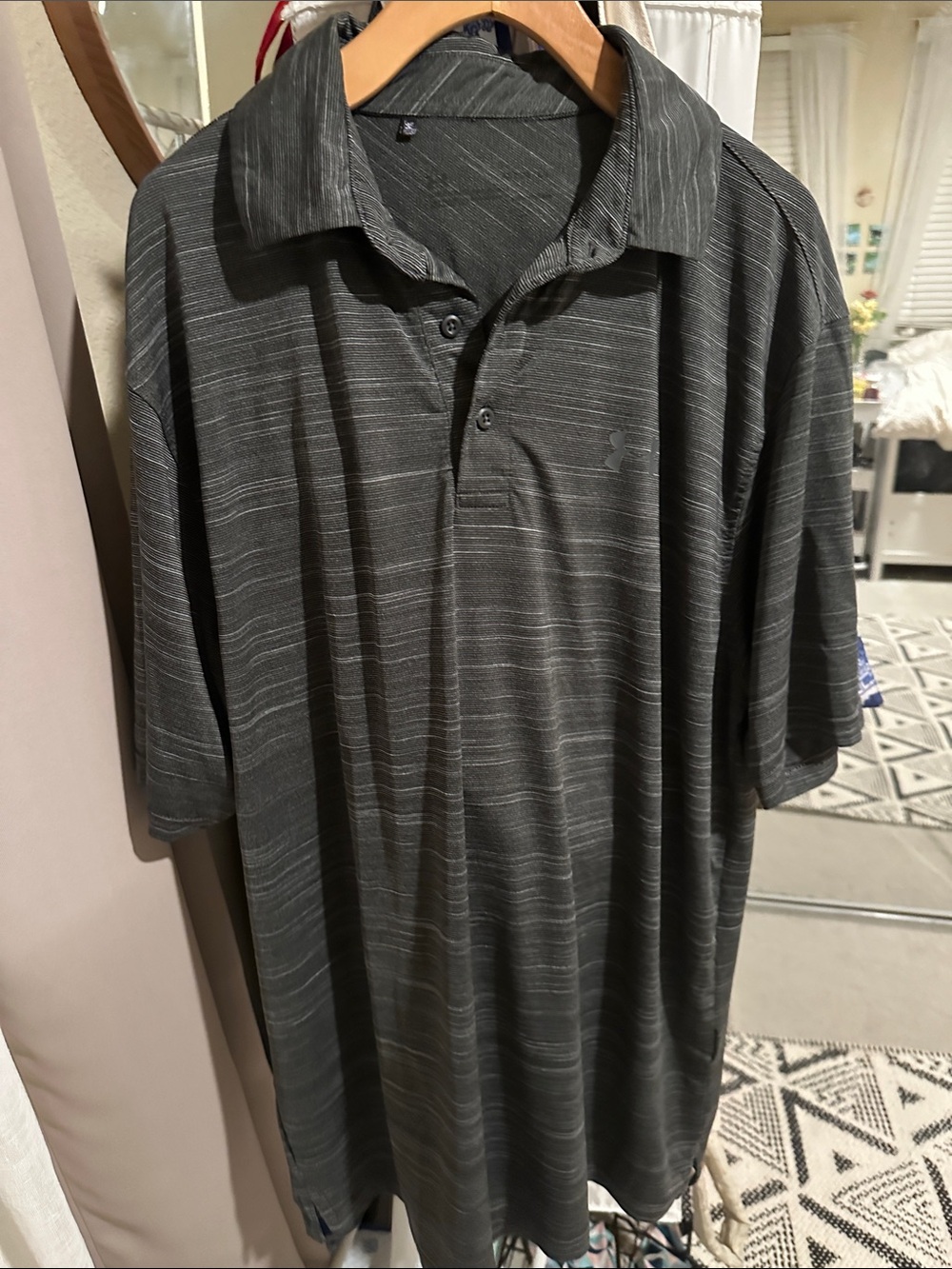 Under Armour Men's Charcoal Striped Polo